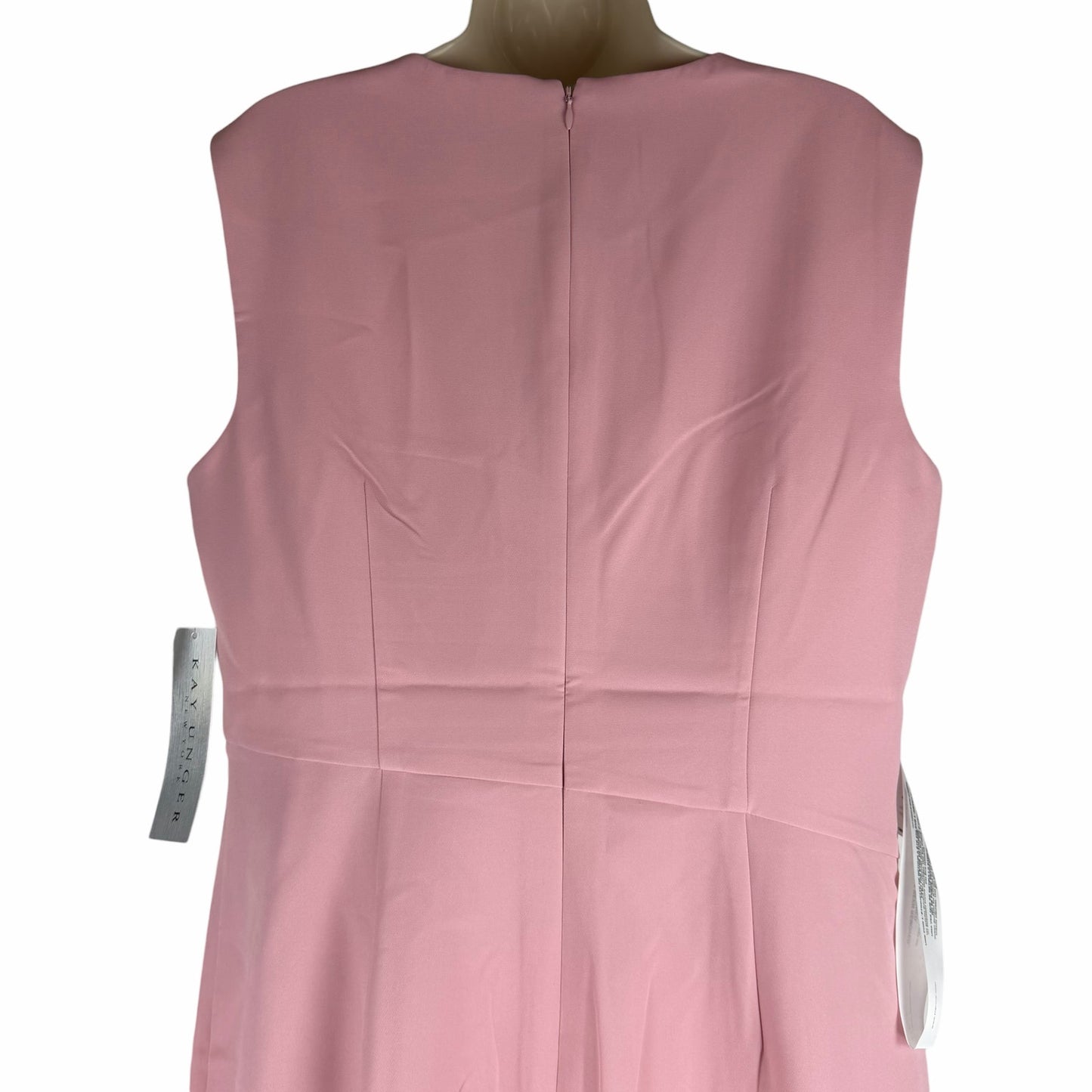 Kay Unger Mabel Midi Dress Floral Print Side Pleats Pink Size 16