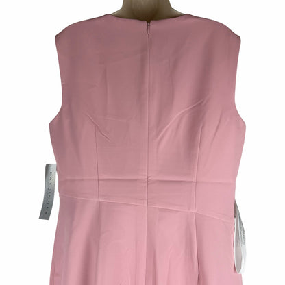 Kay Unger Mabel Midi Dress Floral Print Side Pleats Pink Size 16