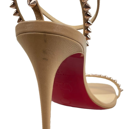 Christian Louboutin So Me 100 mm Spike Leather Sandals Blush Size 40