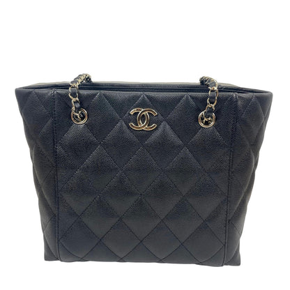 Chanel Quilted Caviar Leather Shoulder Bag Purse Pouch Black 2023