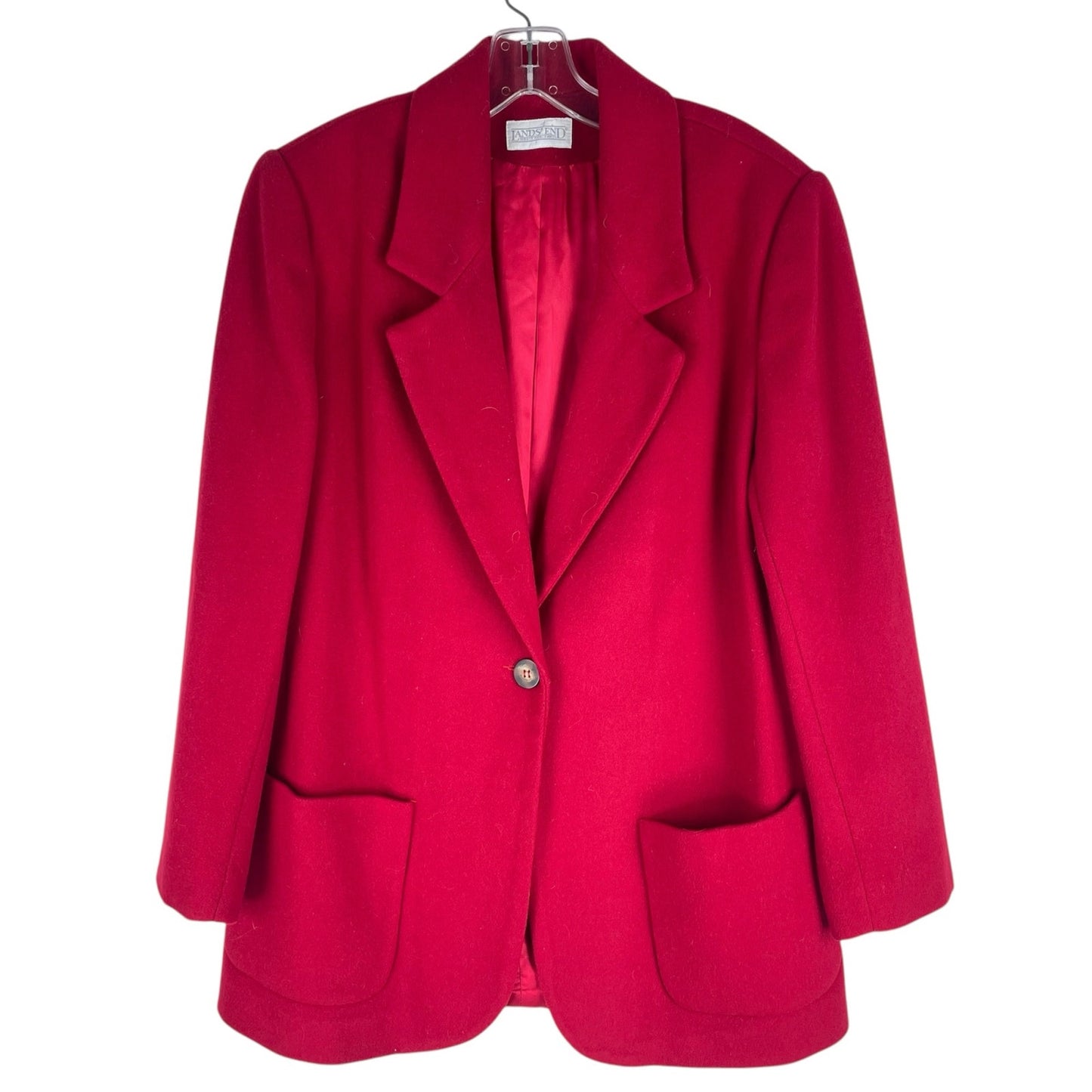 Lands' End Wool Cashmere Blend One Button Blazer Jacket Red SIze 10