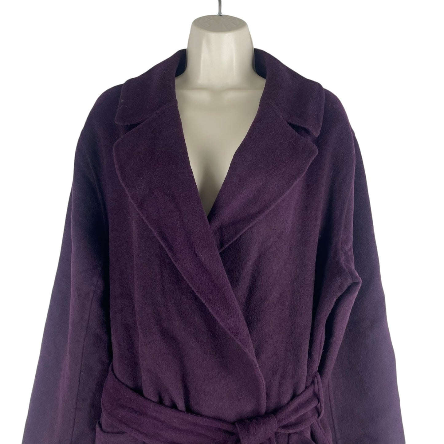 Ann Taylor Doubleface Belted Blanket Coat Waist Tie Vineyard Grape Size LP