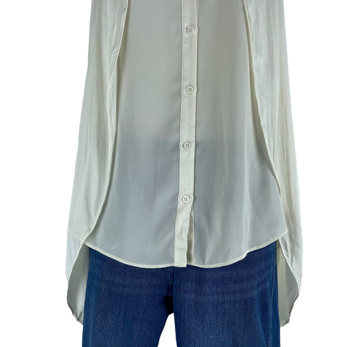 addison Revolve Cascade Hem Button Front Drapey Blouse Ivory Size S