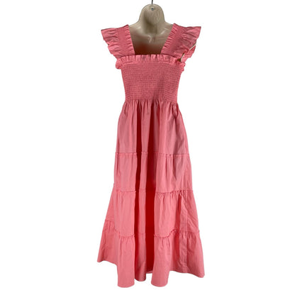 Hill House Home The Ellie Nap Dress Midi Dress Coral Poplin Size S