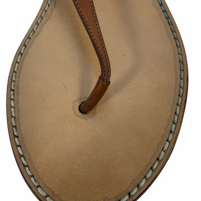 Celine Triomphe Thong Leather Flat Sandal Ankle Strap Brown Size 36