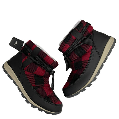 Sorel Whitney Plaid Waterproof Snow Boots Red Dahila Size 6.5