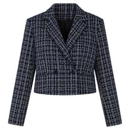 Rag & Bone Elvy Tweed Double Breasted Blazer Jacket Navy Size 12