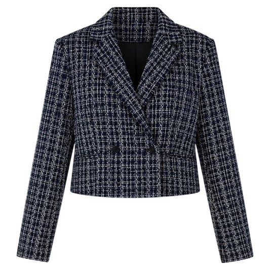 Rag & Bone Elvy Tweed Double Breasted Blazer Jacket Navy Size 12