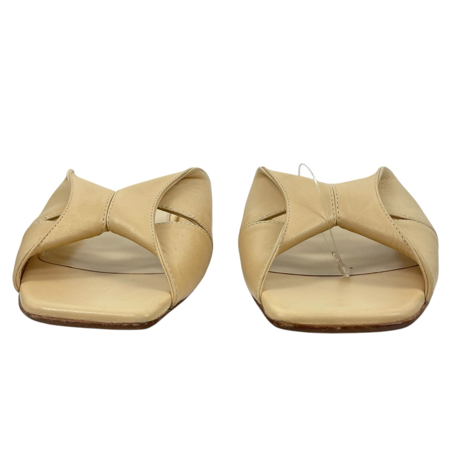 Theory Twisted Leather Sandal Slide Open Toe Beige Women Size 38