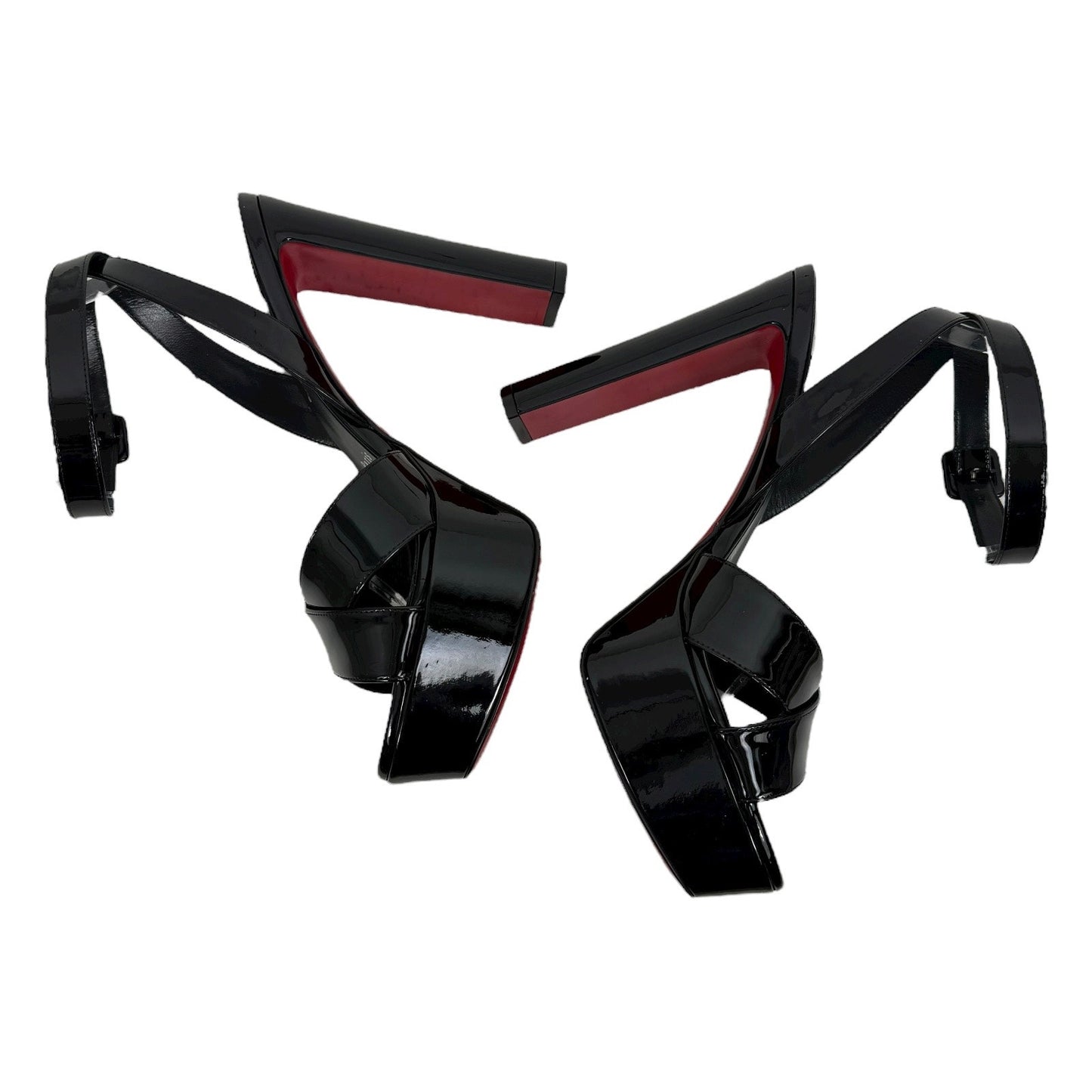 Christian Louboutin Supramariza 130 Patent Platform Sandal Black Size 40