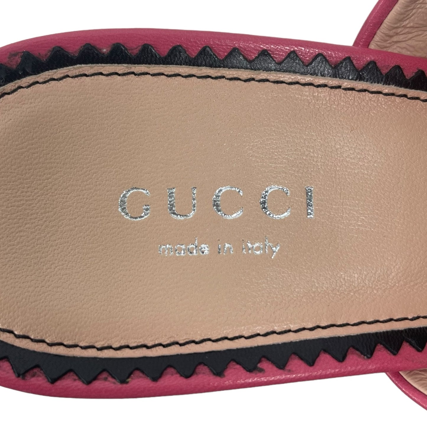 Gucci GG Studs Leather Platform Slide Sandal Rhodamine Pink Size 40