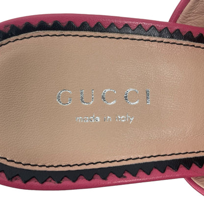 Gucci GG Studs Leather Platform Slide Sandal Rhodamine Pink Size 40