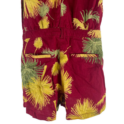 Free People Malibu Hawaiian Romper Cotton Maroon Combo Size M