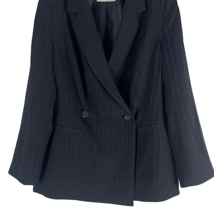 Everlane The Drapey City Striped Blazer Double Breasted Black Size 6