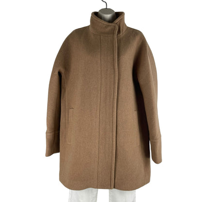 J. Crew Factory Wool Blend City Coat Side Zip Camel Tan Size 14