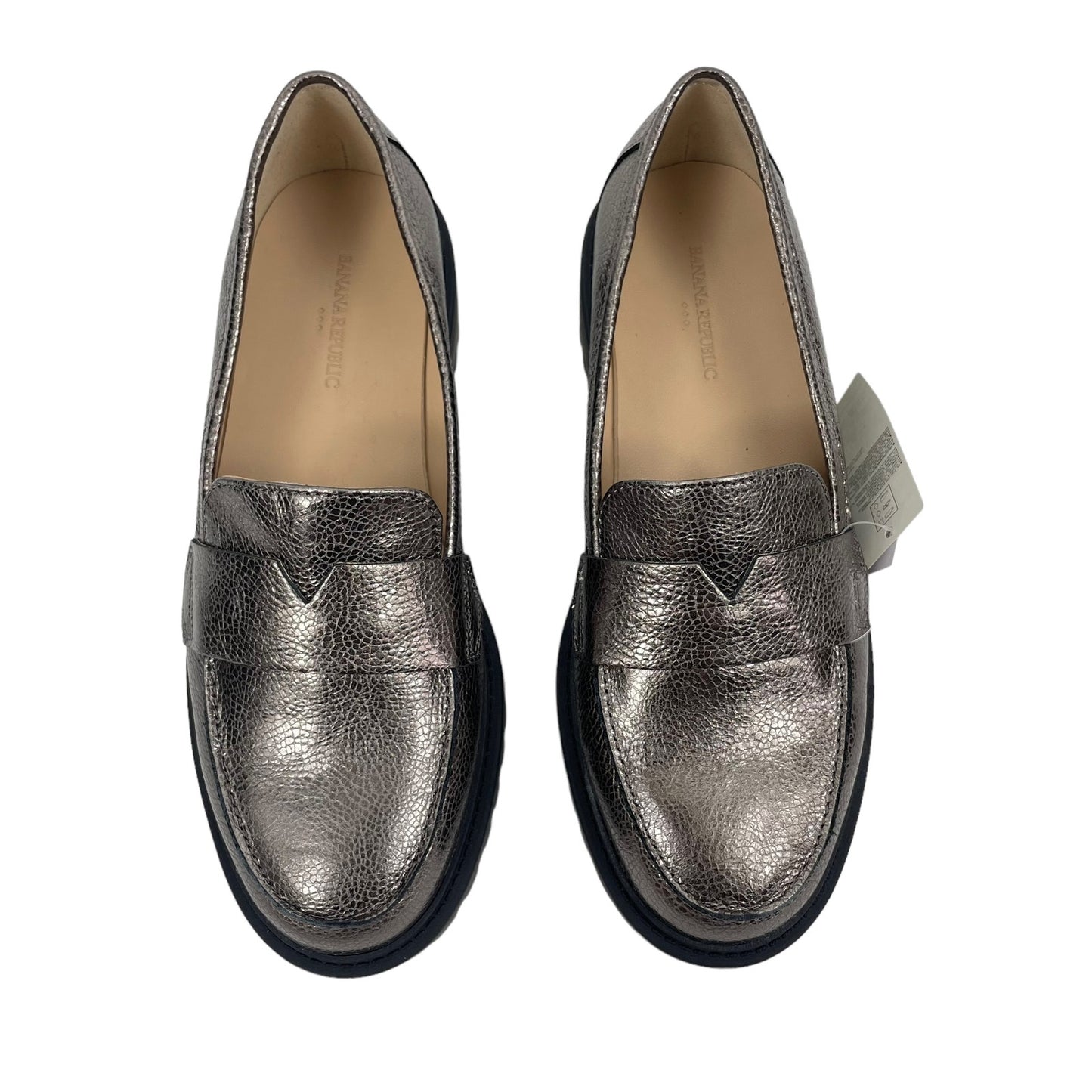 Banana Republic Lug Sole Metallic Loafers Pewter Brown Size 6