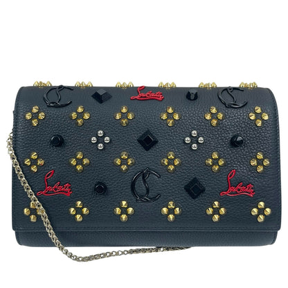 Christian Louboutin Paloma Loubinthesky Clutch Wallet on Chain Black Multi