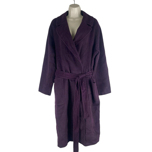 Ann Taylor Doubleface Belted Blanket Coat Waist Tie Vineyard Grape Size LP