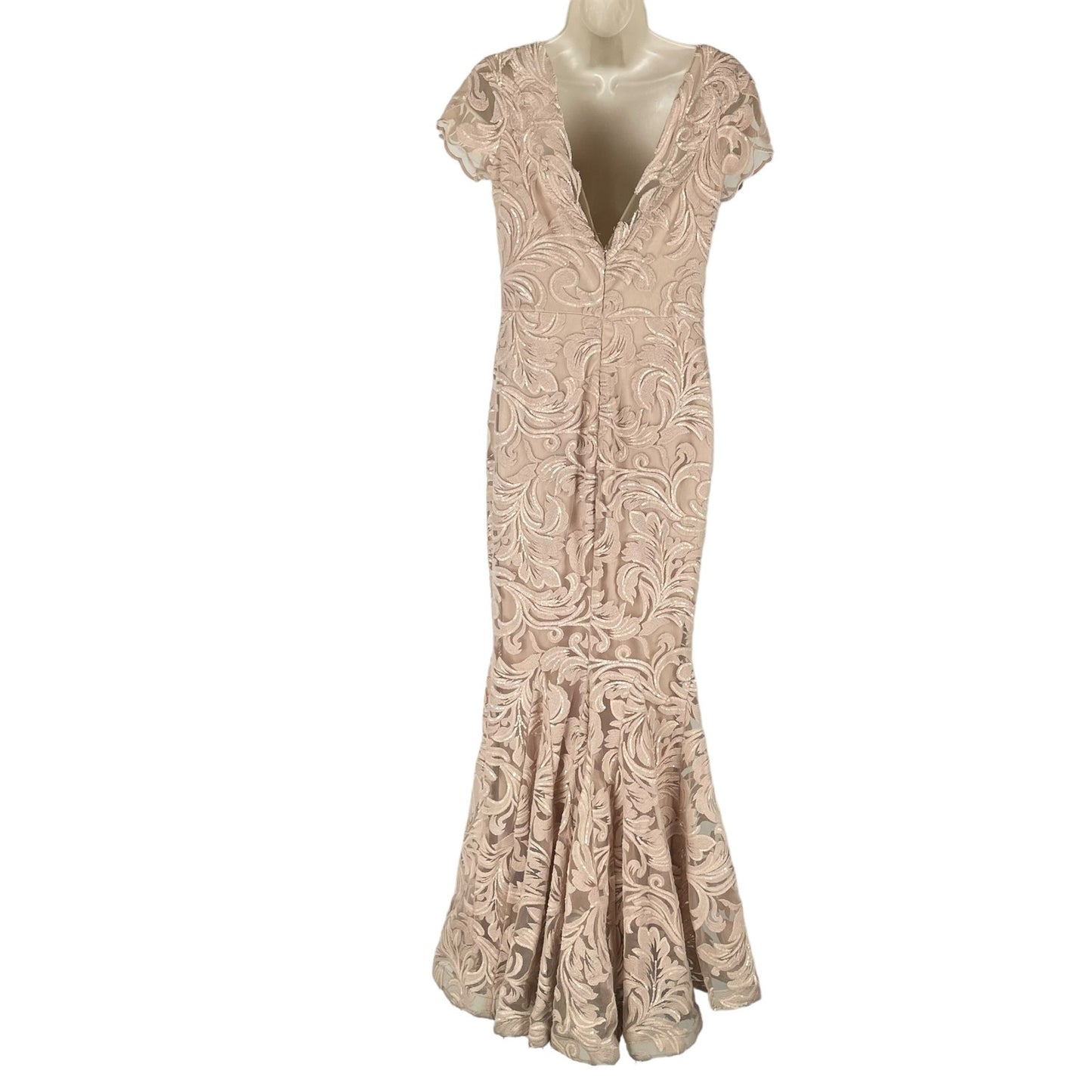 Nicole Bakti Sequin Embroidered Evening Gown Dress Dusty Rose Pink Size 6