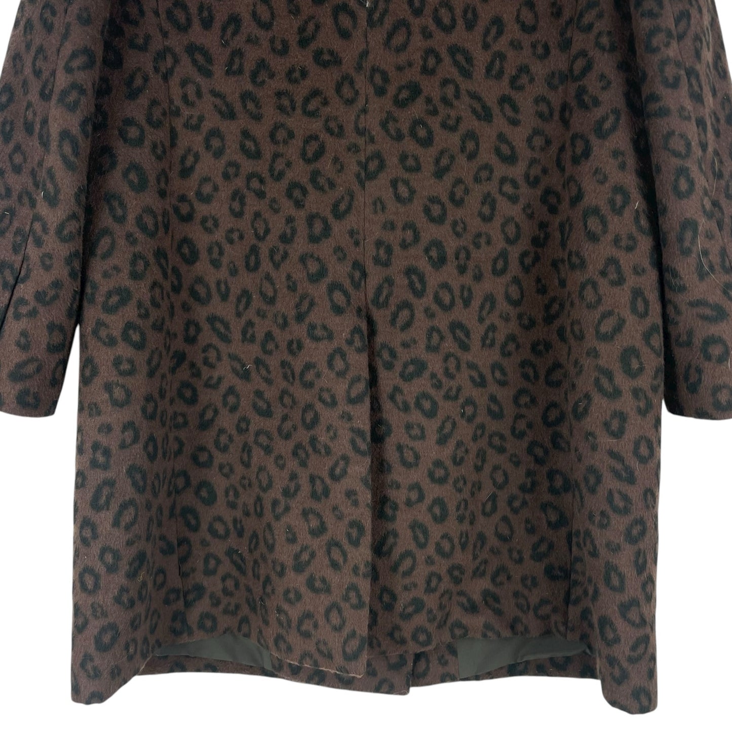 Ann Taylor Wool Blend Chesterfield Coat Brown Cheetah Print Size XL