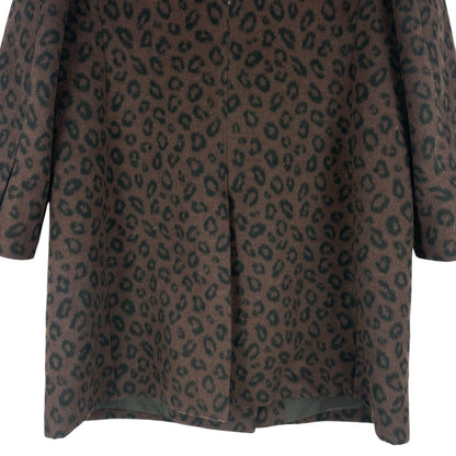 Ann Taylor Wool Blend Chesterfield Coat Brown Cheetah Print Size XL
