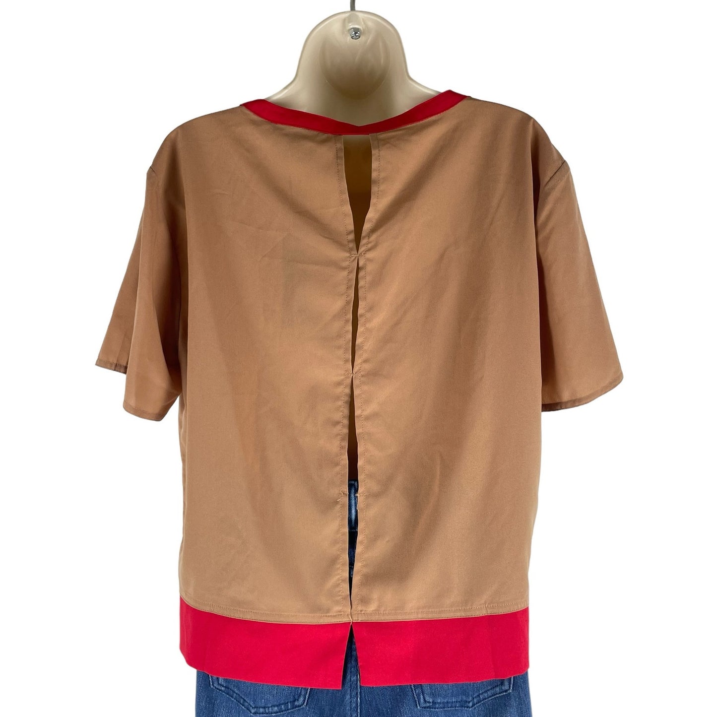 Walter Baker Leilani Short Sleeve Boxy Top Camel Red Size S