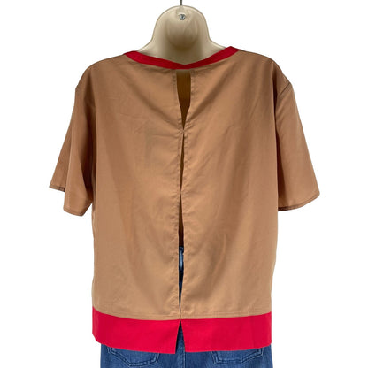 Walter Baker Leilani Short Sleeve Boxy Top Camel Red Size S