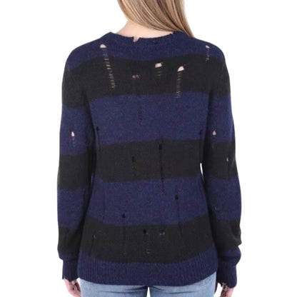 IRO Jeans Stys Distress Alpaca Blend Sweater Blue Black Size M