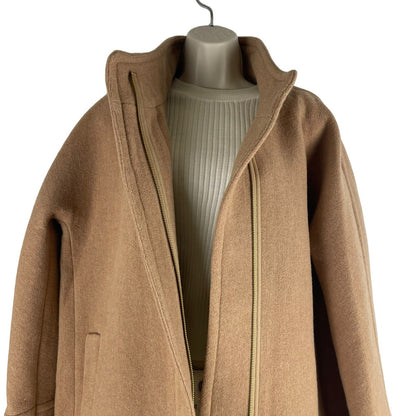 J. Crew Factory Wool Blend City Coat Side Zip Camel Tan Size 14