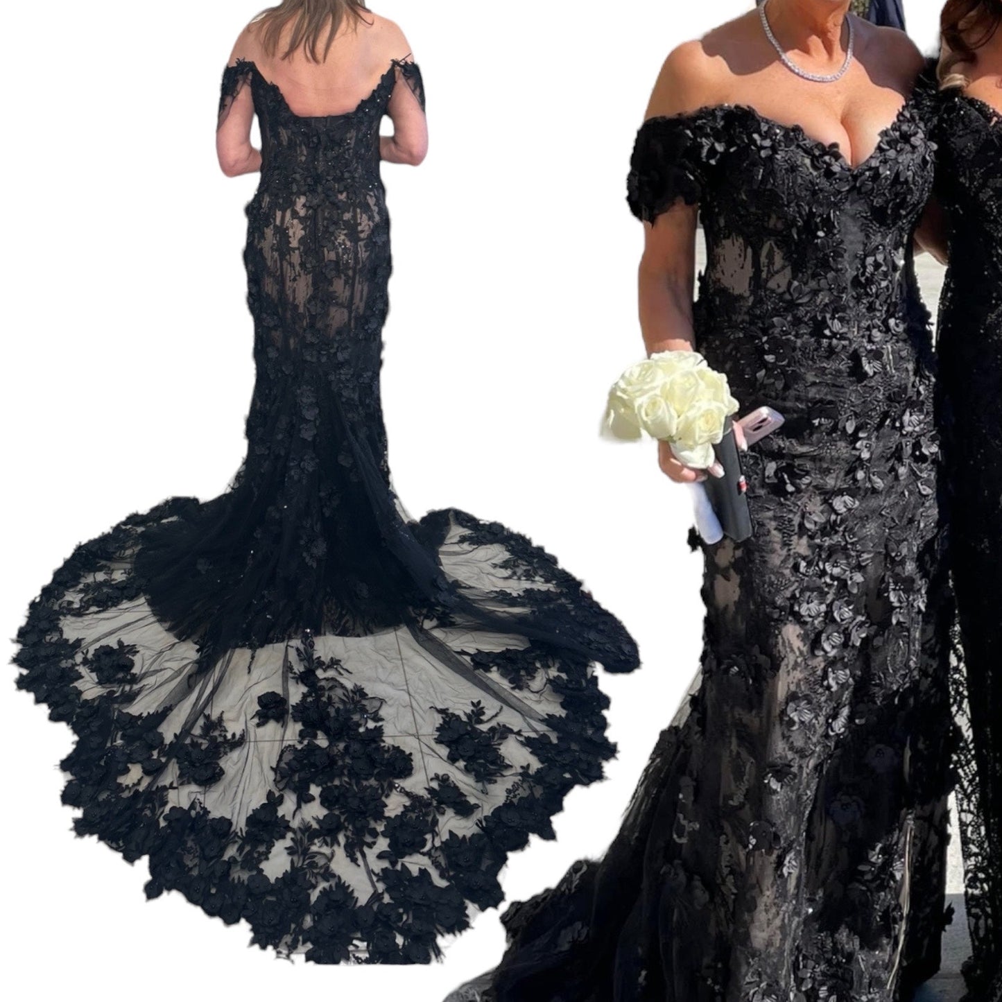 Ivonne D by Mon Cheri Mother of the Bride Evening Gown Black Size 8