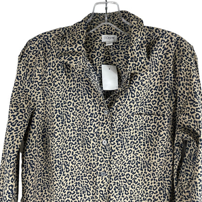 J. Crew Factory Animal Print Cotton Shirt in Signature Fit Blue Size M