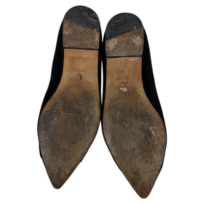 Carolina Herrera Initials Insignia Logo Cap Toe Suede Flats Black Size 36