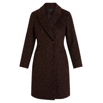 Ann Taylor Wool Blend Chesterfield Coat Brown Cheetah Print Size XL