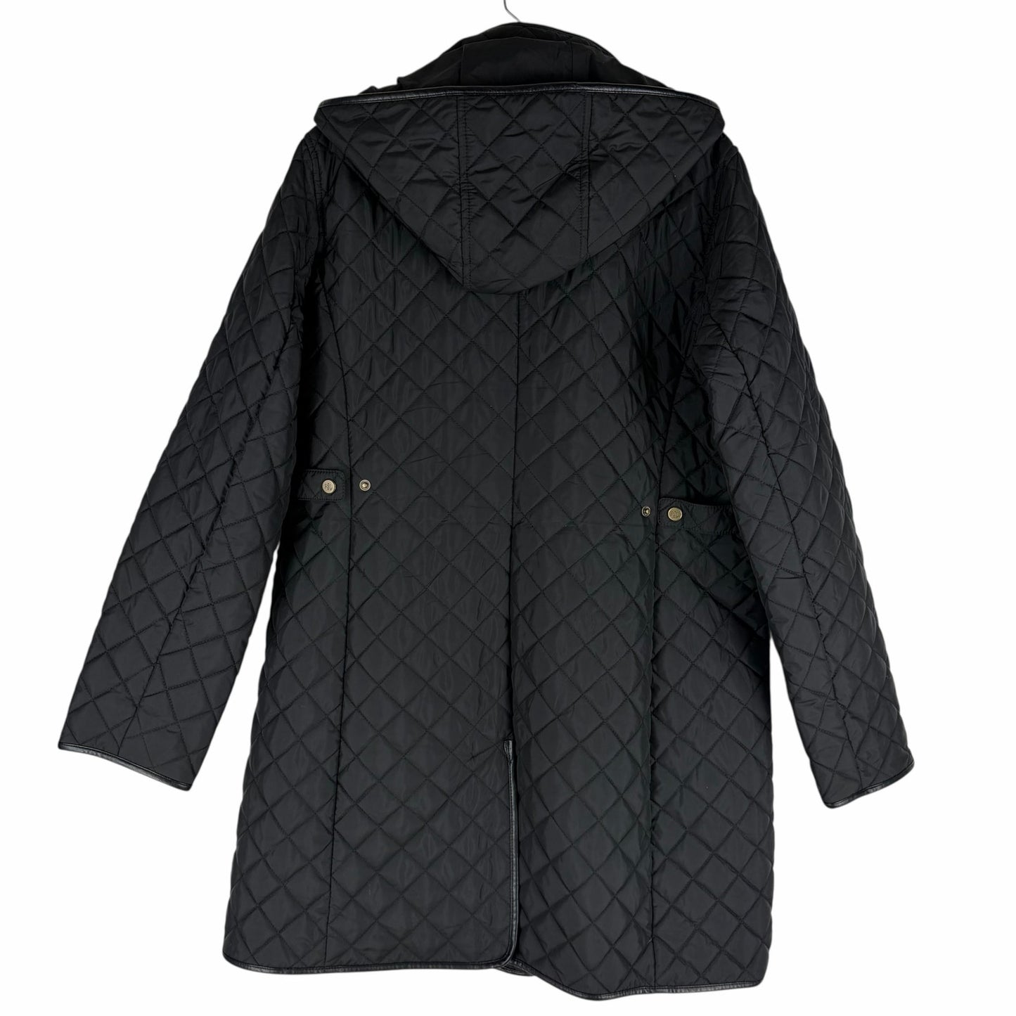 Lauren Ralph Lauren Hooded Quilted Long Coat Black Size L