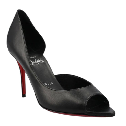 Christian Louboutin Open Apostropha 80 d'Orsay Leather Pump Black Size 38