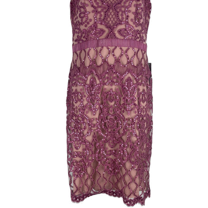 Tadashi Shoji Miranda Sequin Embroidered Cocktail Dress Mauve Size 4