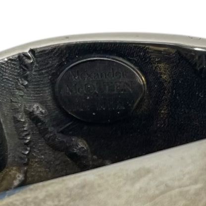 Alexander Mcqueen 3D Skull Black Leather Belt Silver Bucklet Size 90/36