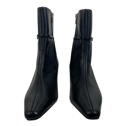 Ann Taylor Pointed Toe Buckle Leather Heel Ankle Boots Black Size 8.5M