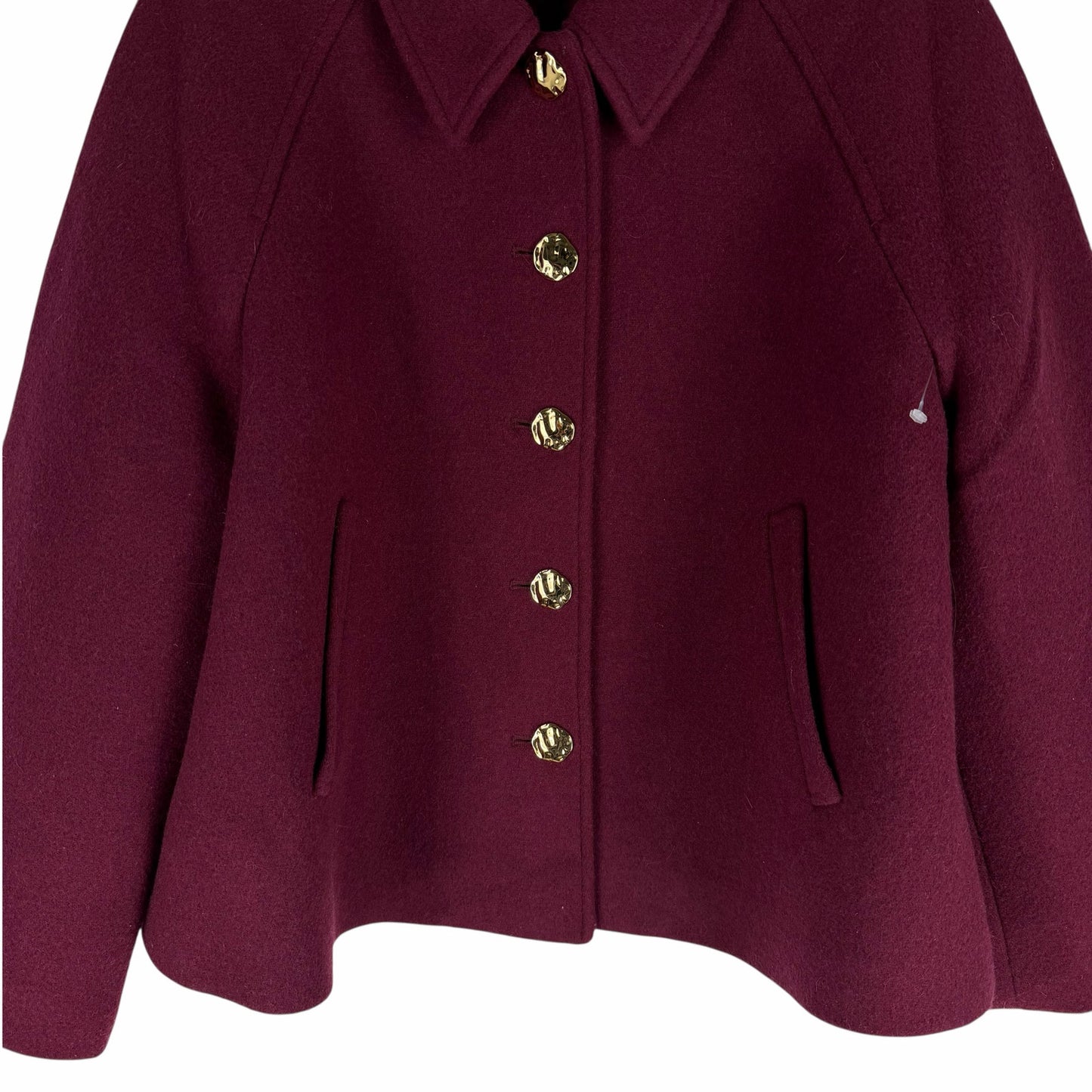 J. Crew Cropped Wool Blend Swing Coat Vintage Burgundy Size M Petite
