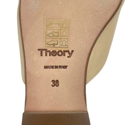 Theory Twisted Leather Sandal Slide Open Toe Beige Women Size 38