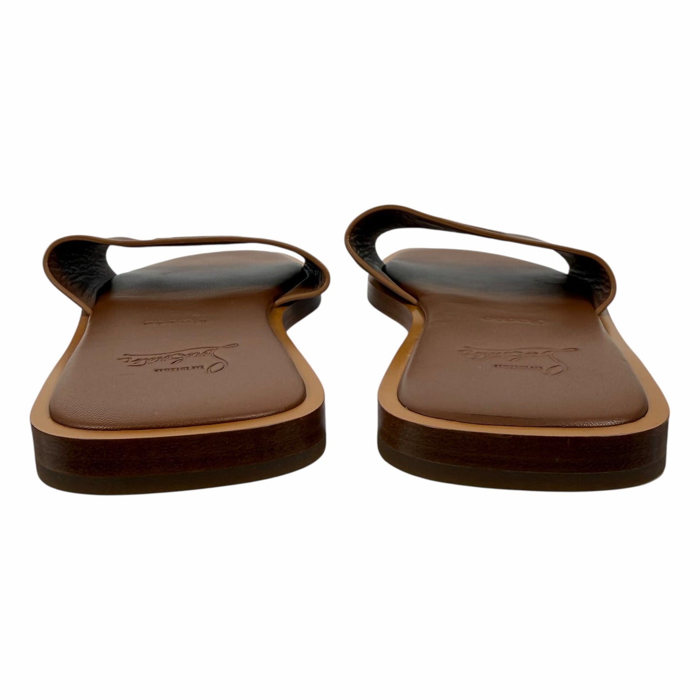 Christian Louboutin CL Mule Leather Flat Slide Sandal Brown Size 40