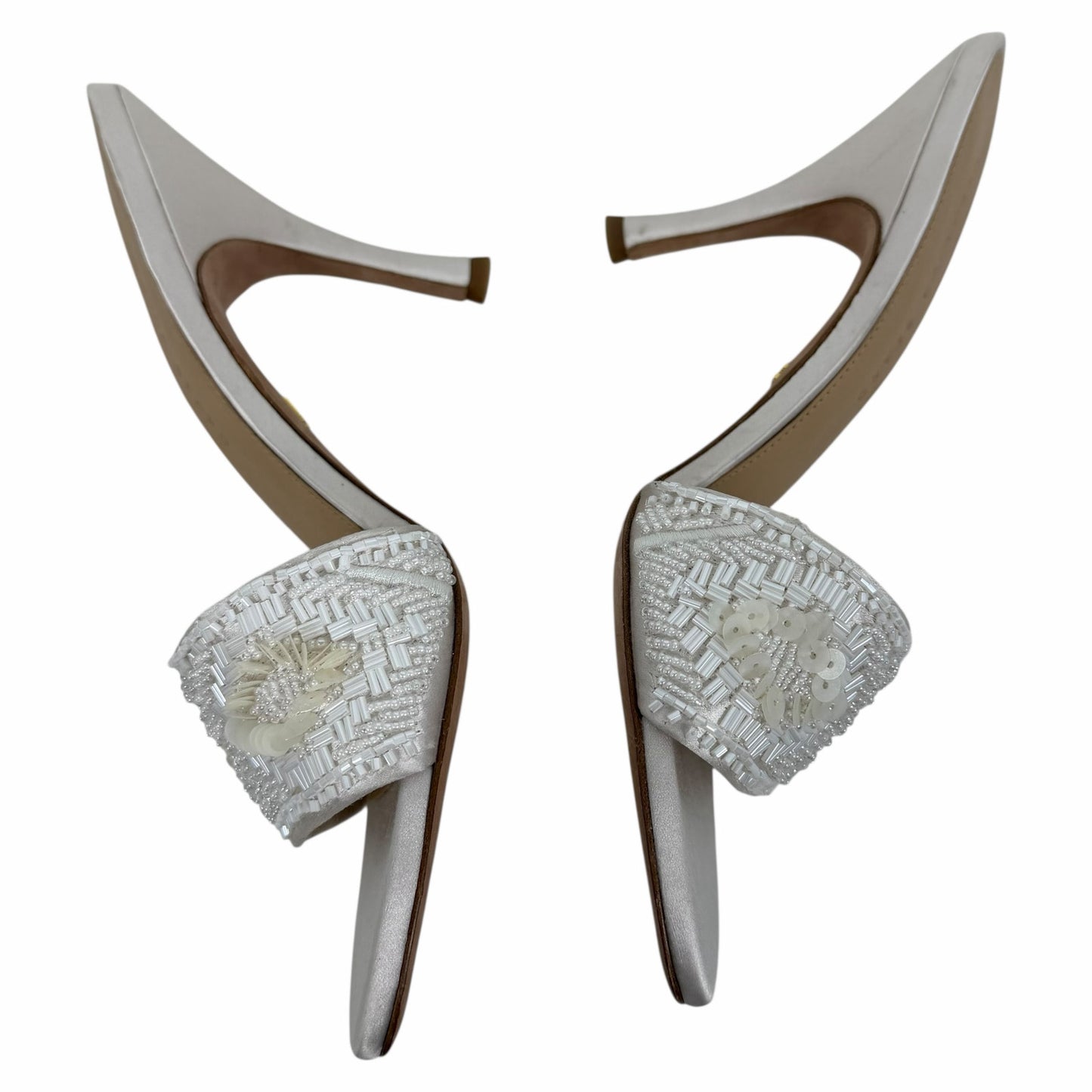 Veronica Beard Braxton Beaded Mule Sandal Coconut White Size 9M