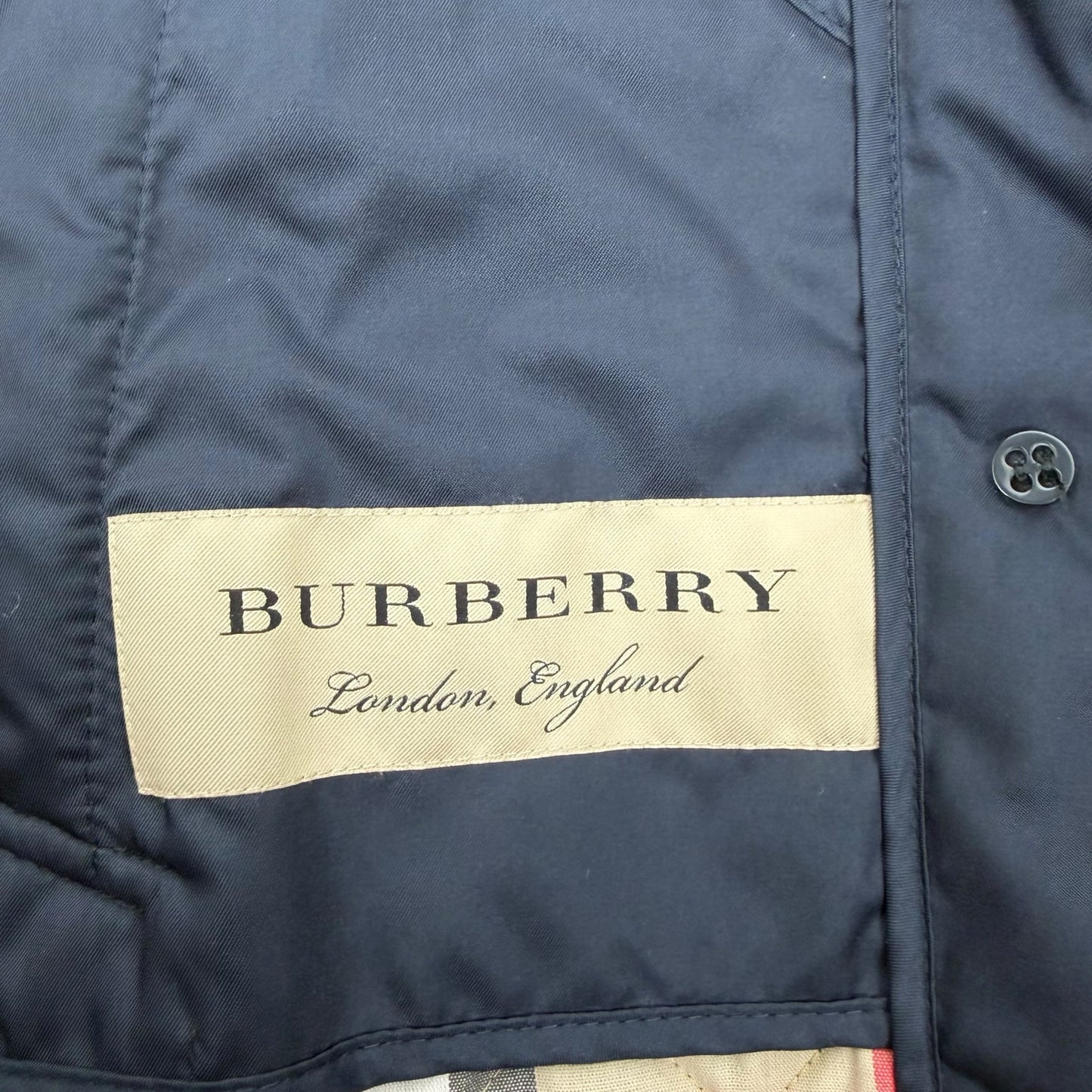 Burberry Ashurst Diamond Quilted Jacket Check Lining Dark Blue Size XS