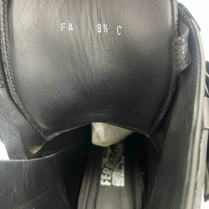 Salvatore Ferragamo Vara bow Lace Up Leather Combat Boots Black Size 9.5