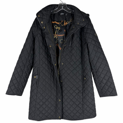 Lauren Ralph Lauren Hooded Quilted Long Coat Black Size L