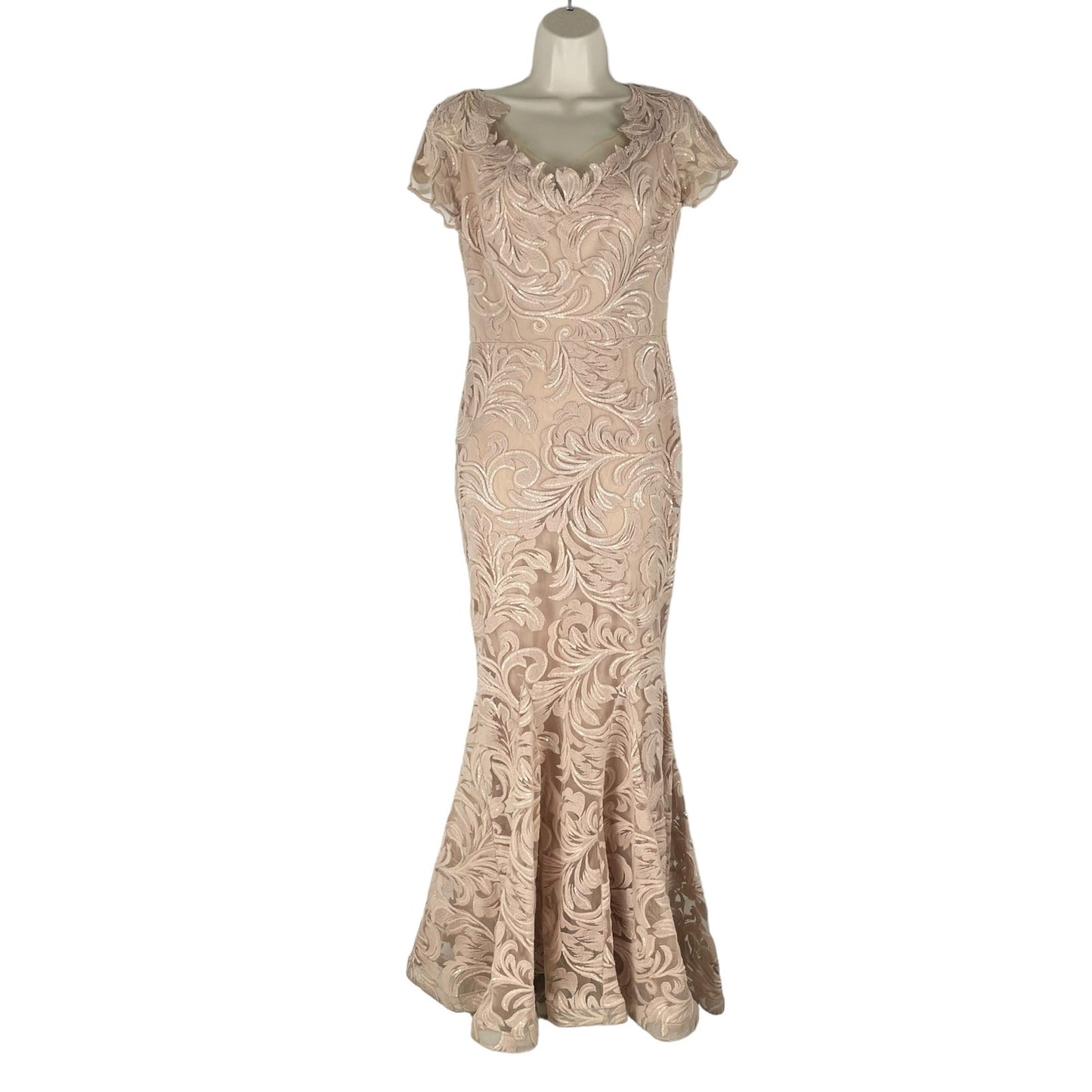 Nicole Bakti Sequin Embroidered Evening Gown Dress Dusty Rose Pink Size 6