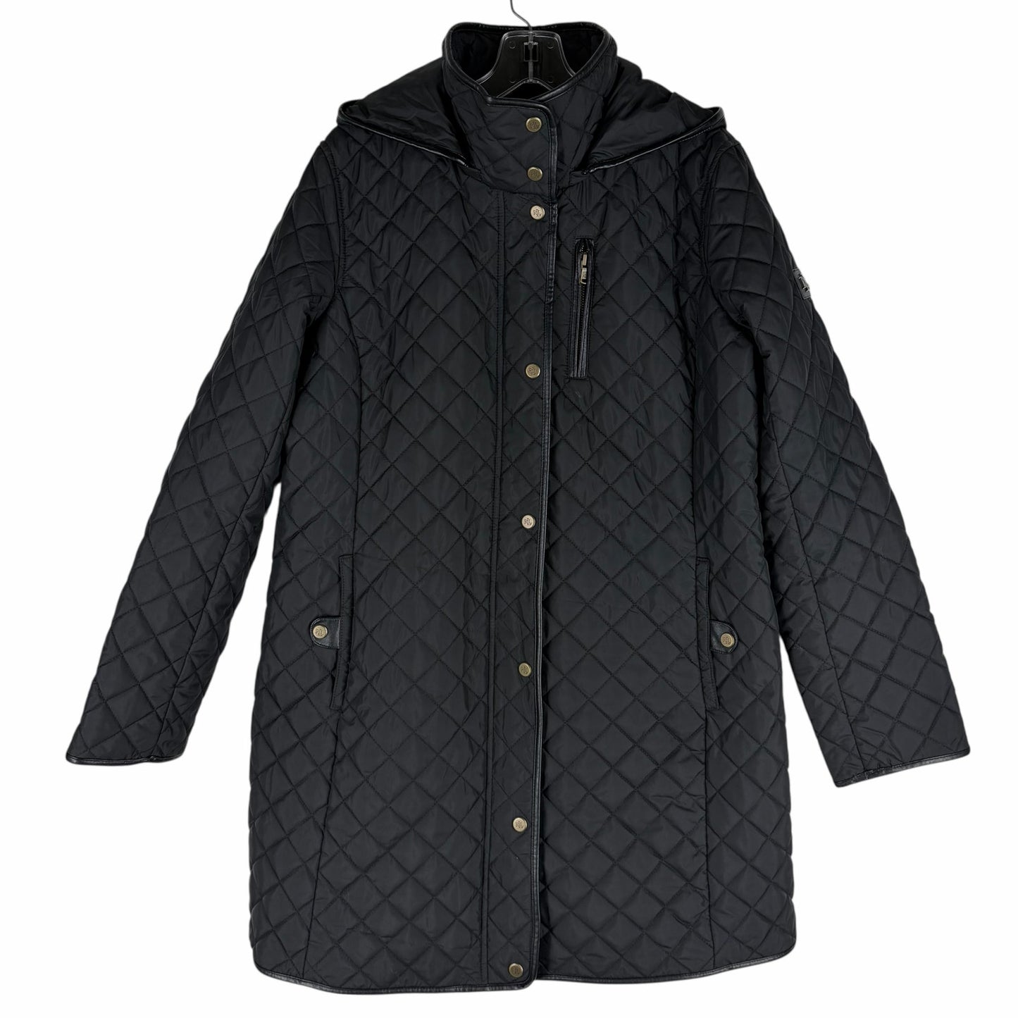 Lauren Ralph Lauren Hooded Quilted Long Coat Black Size L