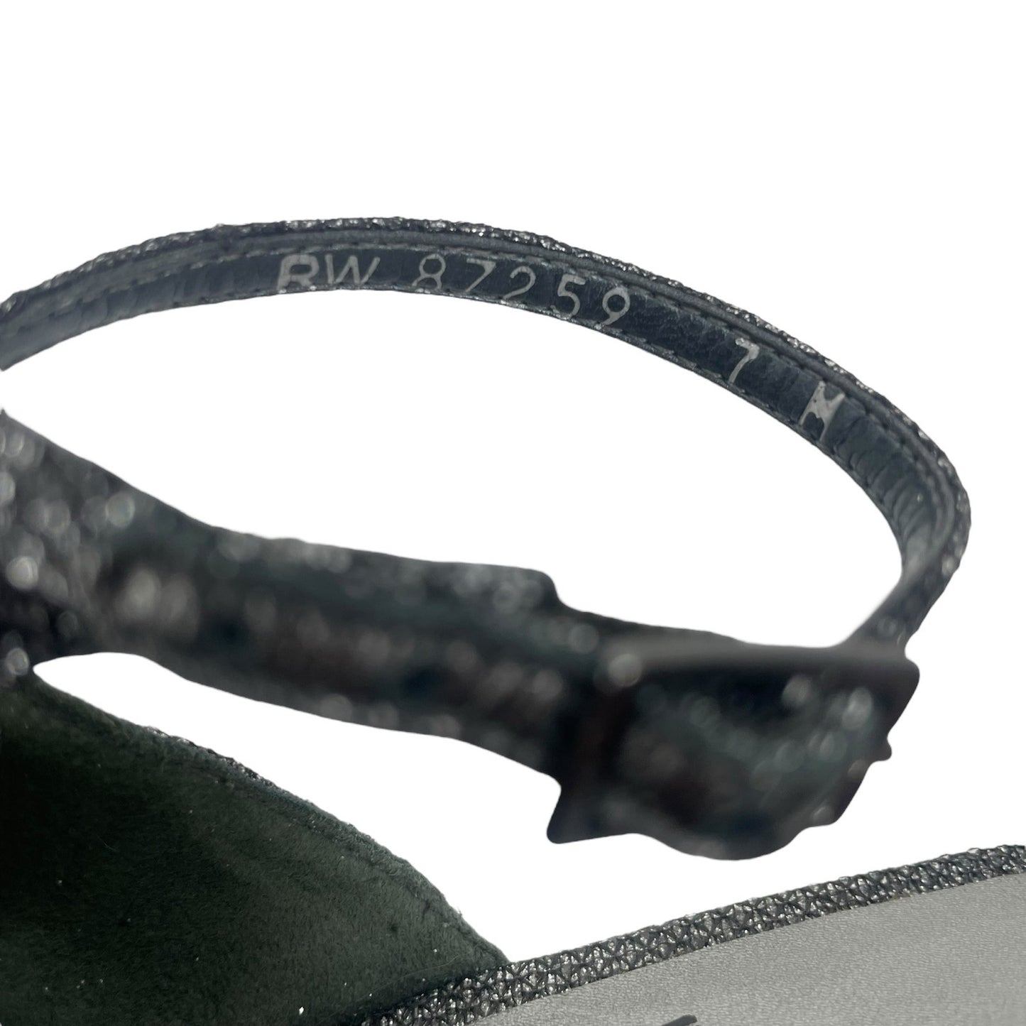 Stuart Weitzman Nudistcurve Lurex Glitter 75mm Sandals Black Gray Size 7M