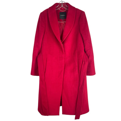 Talbots Wool Blend Belted Long Coat Removable Fur Collar Red Size 6