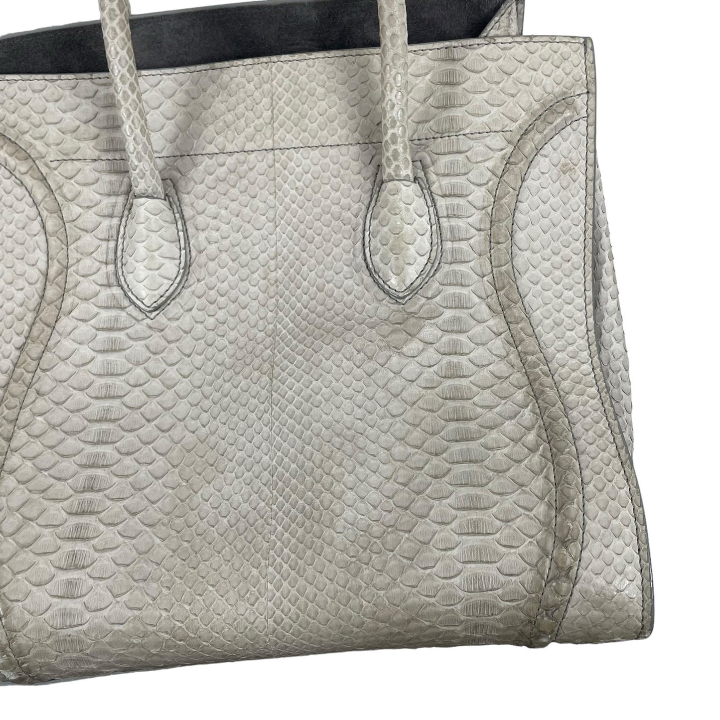 Celine Python Phantom Medium Luggage Tote Bag Gray Beige